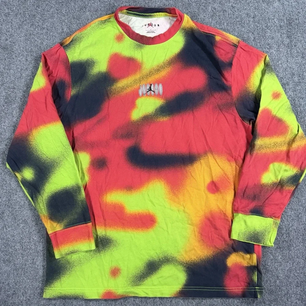 Nike Air Jordan Flight T Shirt Mens Large Tie Dye Long Sleeve MVP 85